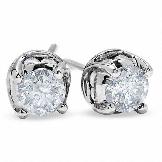 2 CT. T.w. Diamond Solitaire Twist Stud Earrings in 14K White Gold