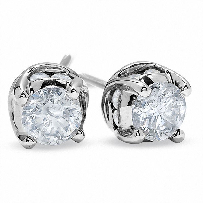 2 CT. T.W. Diamond Solitaire Twist Stud Earrings in 14K White Gold