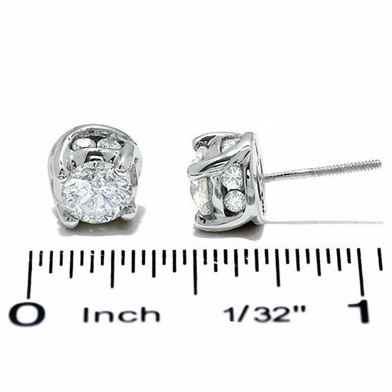 2 CT. T.w. Diamond Solitaire Twist Stud Earrings in 14K White Gold