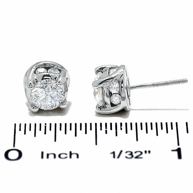 2 CT. T.W. Diamond Solitaire Twist Stud Earrings in 14K White Gold