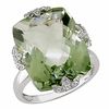 Thumbnail Image 1 of Cushion-Cut Green Quartz and Diamond Accent Overlay Ring in 14K White Gold