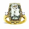 Thumbnail Image 1 of Large Rectangle Green Quartz Ring in 10K Gold with Diamond Accents