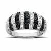 Thumbnail Image 0 of Midnight Blue Sapphire and Diamond Dome Band in Sterling Silver