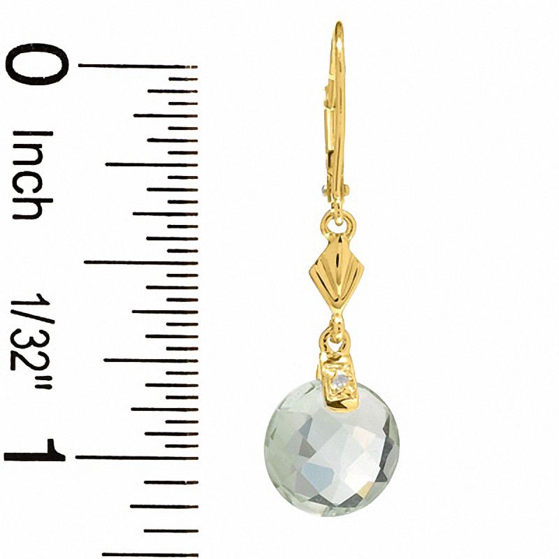 Main Image 2 of Faceted Green Quartz Earrings in 10K Gold with Diamond Accents