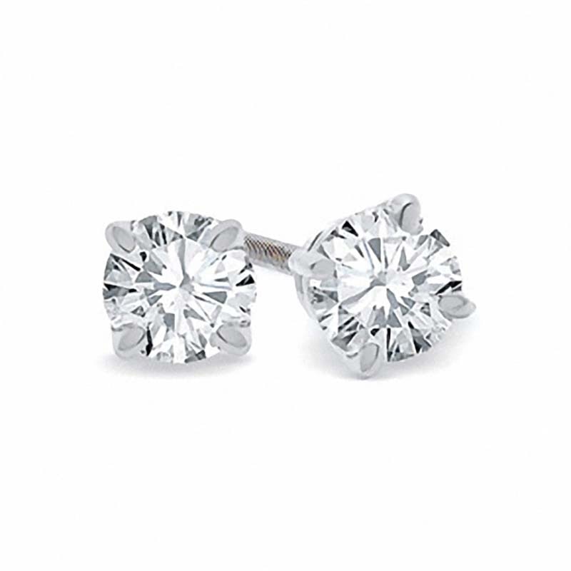 Main Image 1 of 1 CT. T.W. Certified Diamond Solitaire Stud Earrings in 18K White Gold (I/SI2)