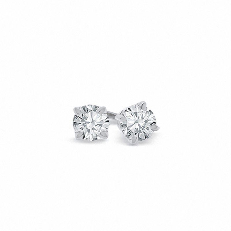 Main Image 1 of 1/2 CT. T.W. Certified Diamond Solitaire Stud Earrings in 18K White Gold (I/SI2)