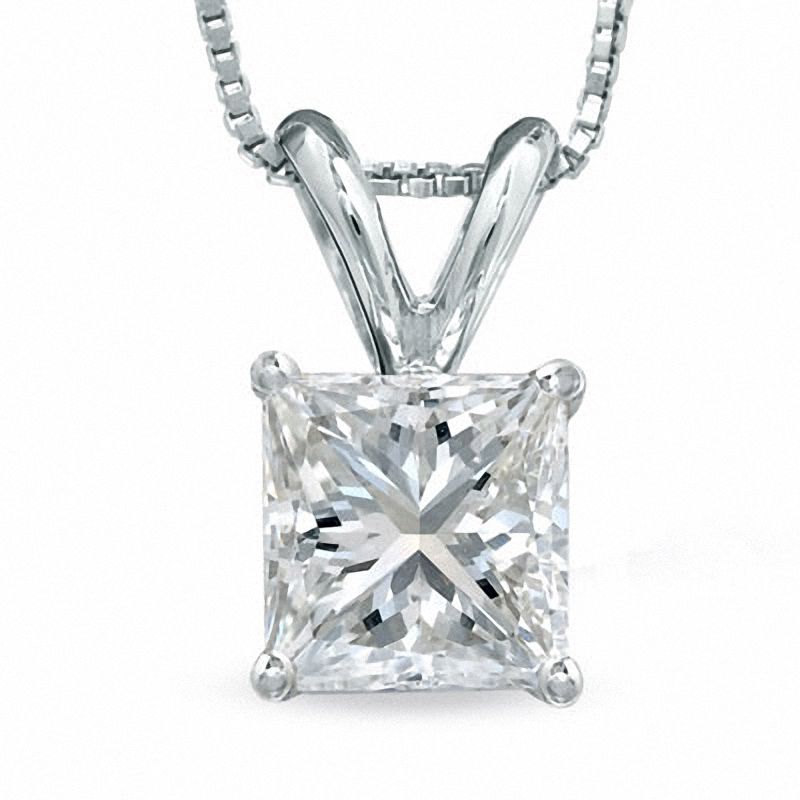 1.00 Carat G-VS1 Princess Cut Diamond Solitaire Pendant Necklace 14k W –  Liori Diamonds