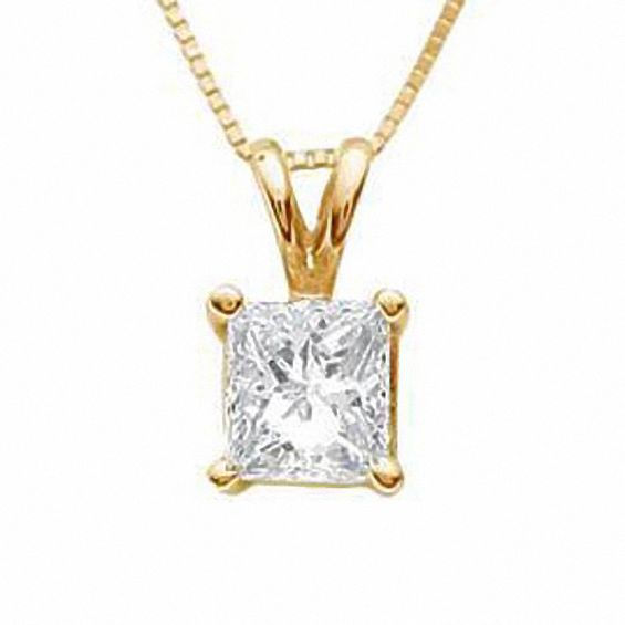 1 CT. Certified Princess-Cut Diamond Solitaire Pendant in 18K Gold (I/Si2)