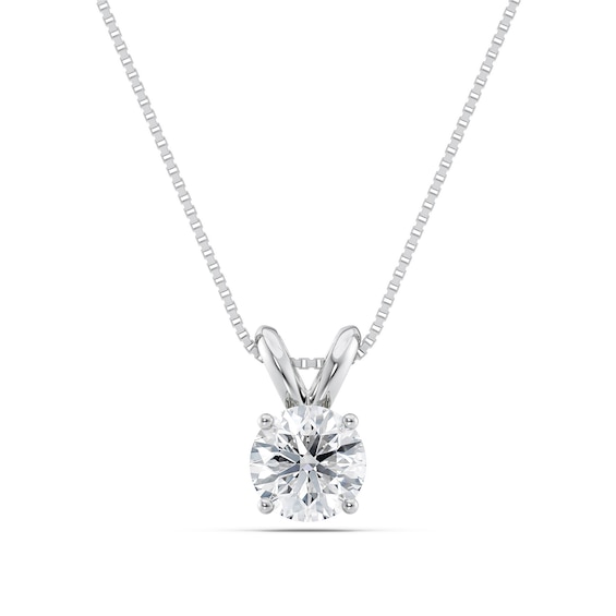 1 CT. Certified Diamond Solitaire Pendant in 18K White Gold (I/Vs2)