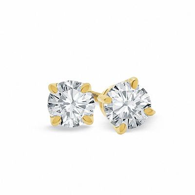 Small Genuine 2.1mm Round Diamond Stud Earring, Natural Tiny