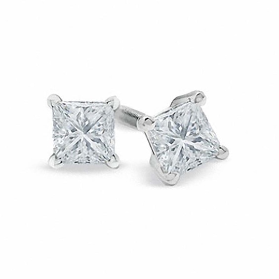 1/2 CT. T.w. Certified Princess-Cut Diamond Solitaire Stud Earrings in Platinum (I/Si2)