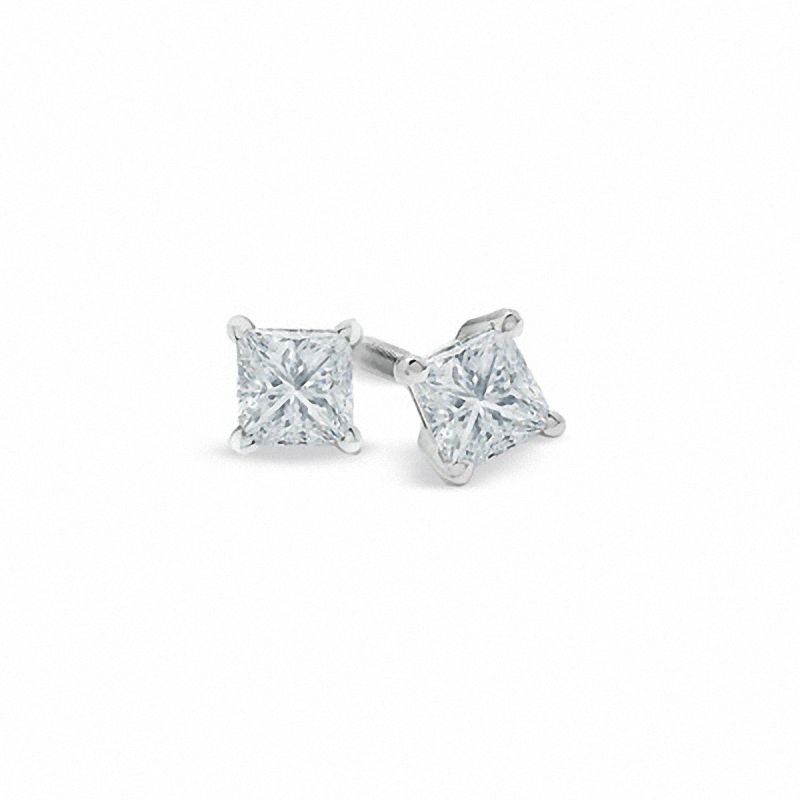 1/2 CT. T.W. Certified Princess-Cut Diamond Solitaire Stud