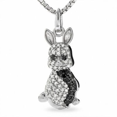 1/3 CT. T.W. Enhanced Black and White Diamond Rabbit Pendant in