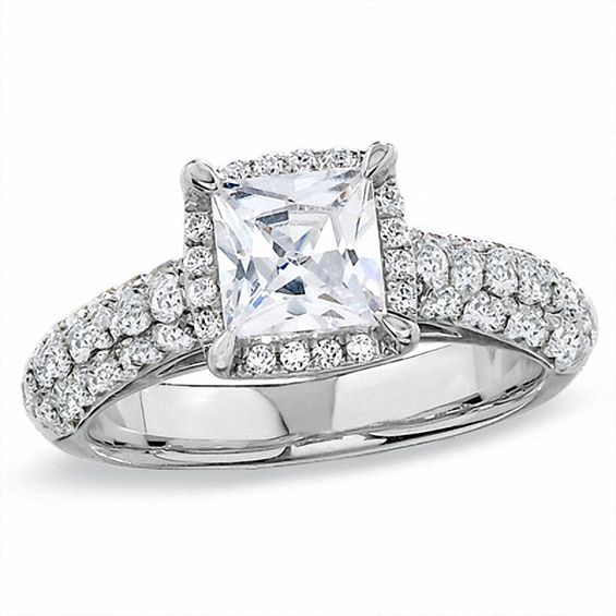 2-1/2 CT. T.w. Certified Framed Princess-Cut Diamond Engagement Ring in 14K White Gold