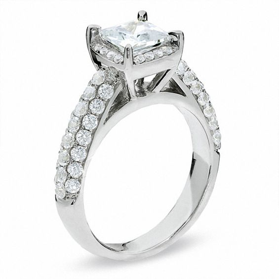 2-1/2 CT. T.w. Certified Framed Princess-Cut Diamond Engagement Ring in 14K White Gold