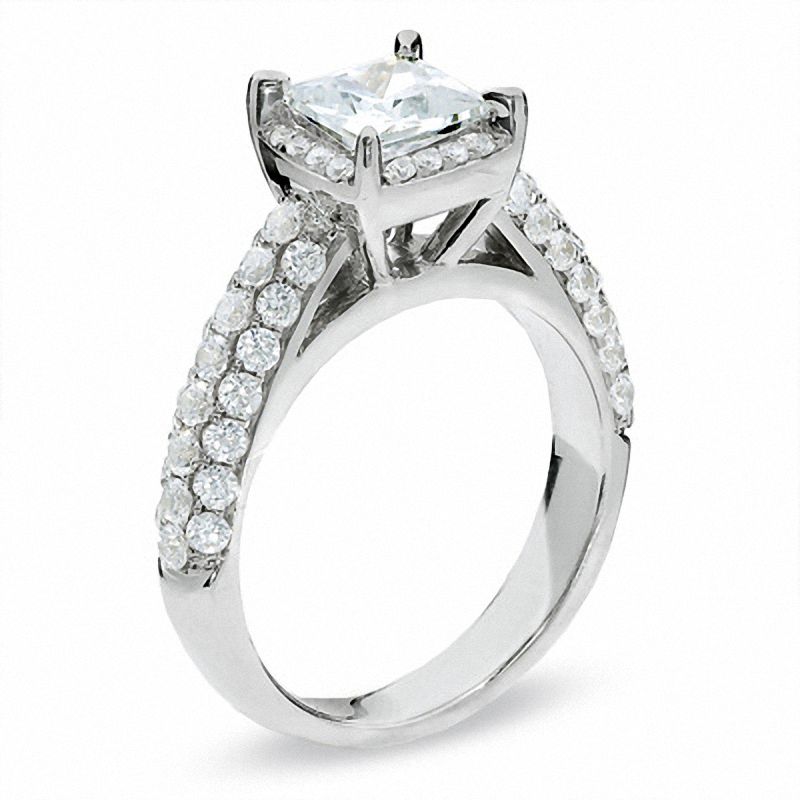2-1/2 CT. T.W. Certified Framed Princess-Cut Diamond Engagement Ring in 14K White Gold