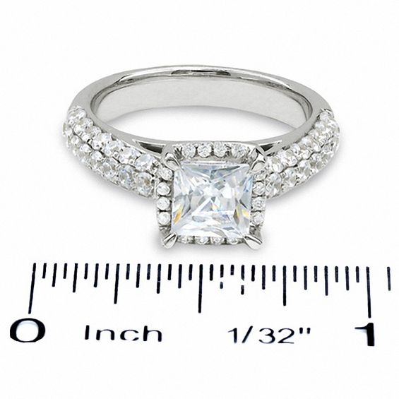 2-1/2 CT. T.w. Certified Framed Princess-Cut Diamond Engagement Ring in 14K White Gold