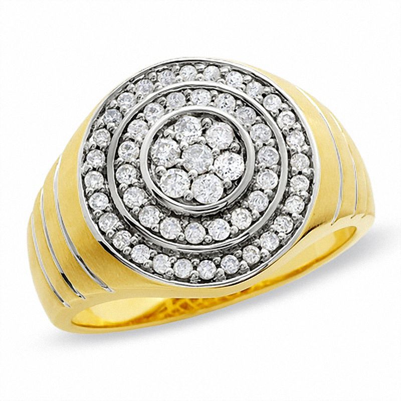 Main Image 1 of 3/4 CT. T.W. Diamond Circle Cluster Ring in 14K Two-Tone Gold