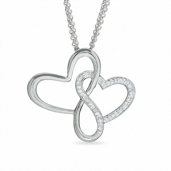 1/7 CT. T.w. Diamond Free Form Heart Pendant in Sterling Silver