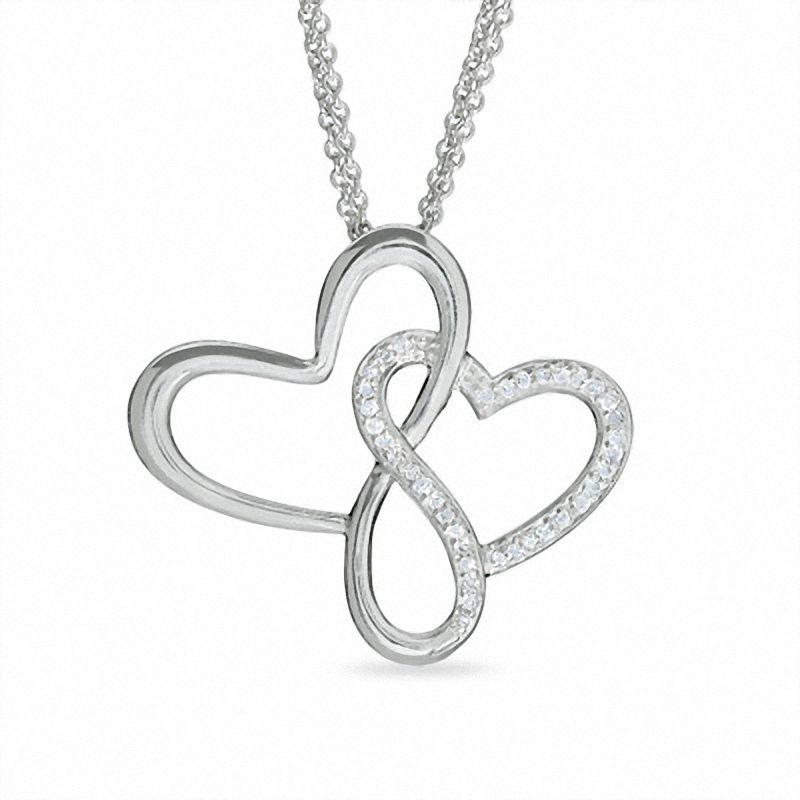 Main Image 1 of 1/7 CT. T.W. Diamond Free Form Heart Pendant in Sterling Silver