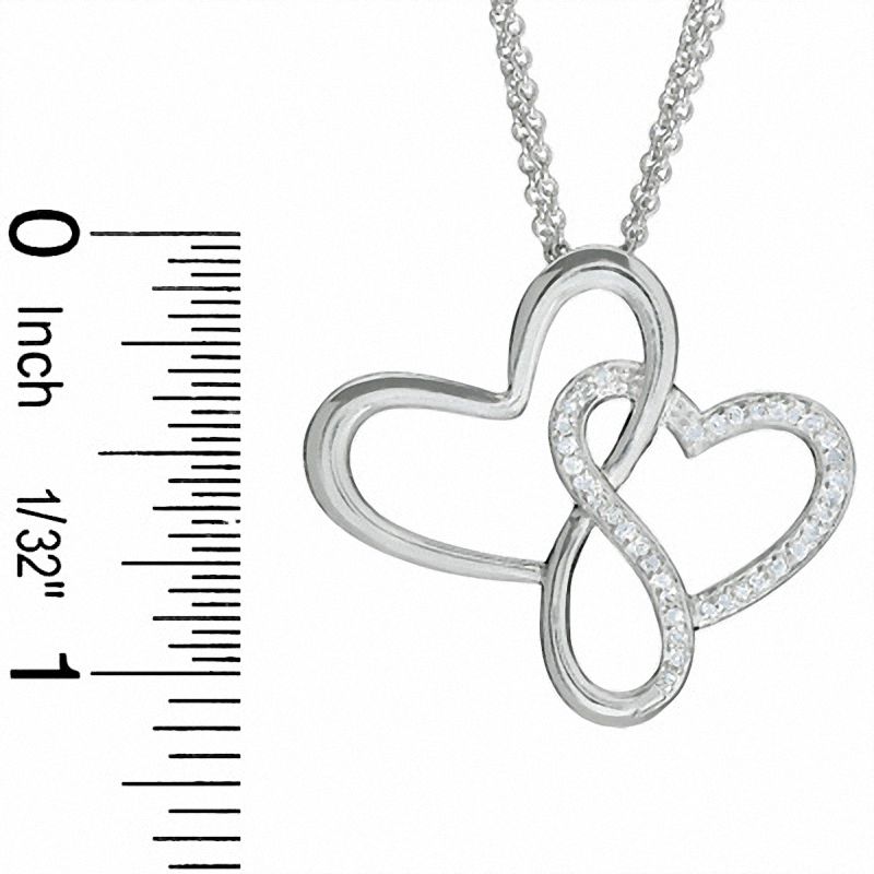 Main Image 2 of 1/7 CT. T.W. Diamond Free Form Heart Pendant in Sterling Silver