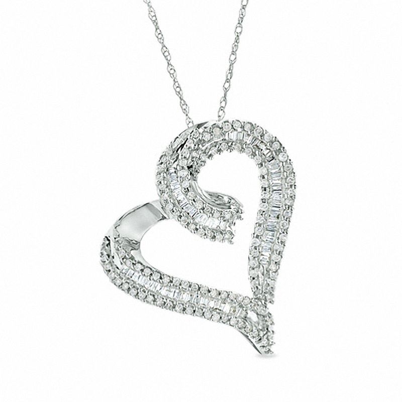 1/2 CT. T.W. Diamond Heart Pendant in 10K White Gold