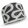 Thumbnail Image 1 of 1 CT. T.W. Enhanced Black and White Diamond Daisy Flower Ring in 14K White Gold