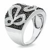 Thumbnail Image 2 of 1 CT. T.W. Enhanced Black and White Diamond Daisy Flower Ring in 14K White Gold