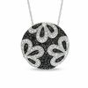 Thumbnail Image 1 of 1 CT. T.W. Enhanced Black and White Diamond Daisy Flower Pendant in 14K White Gold