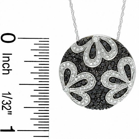 1 CT. T.w. Enhanced Black and White Diamond Daisy Flower Pendant in 14K White Gold