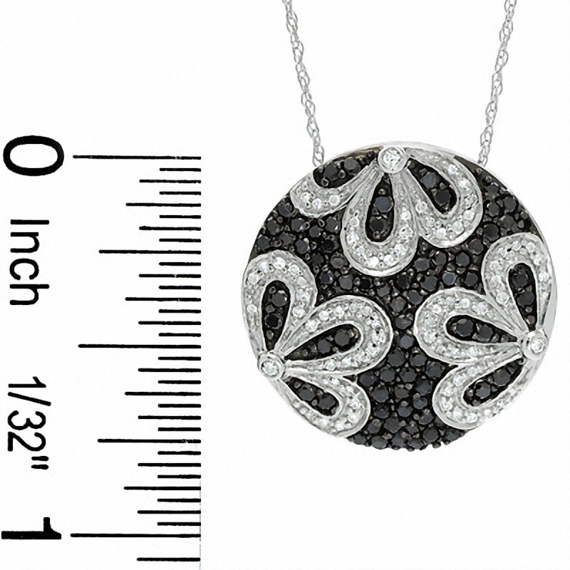 Main Image 2 of 1 CT. T.W. Enhanced Black and White Diamond Daisy Flower Pendant in 14K White Gold