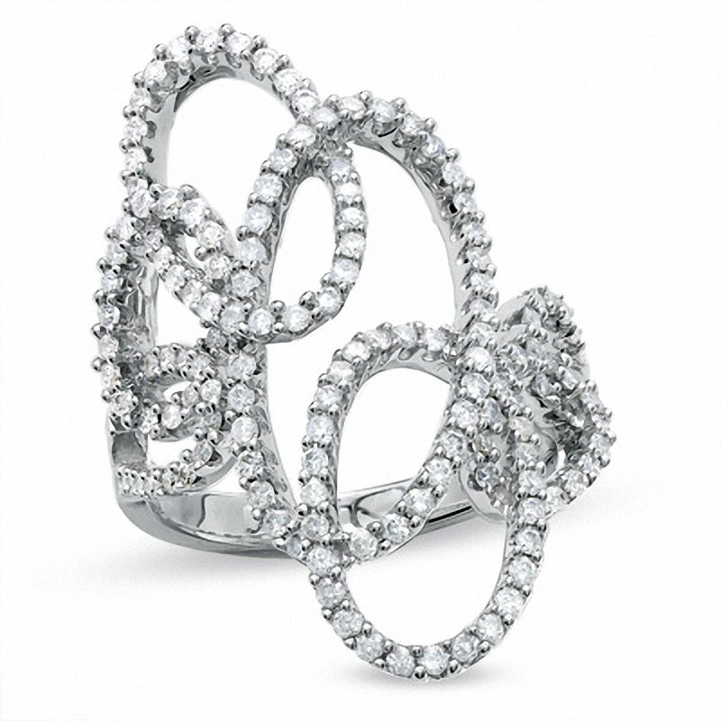 Main Image 1 of 1 CT. T.W. Diamond Free Form Loop Ring in 14K White Gold