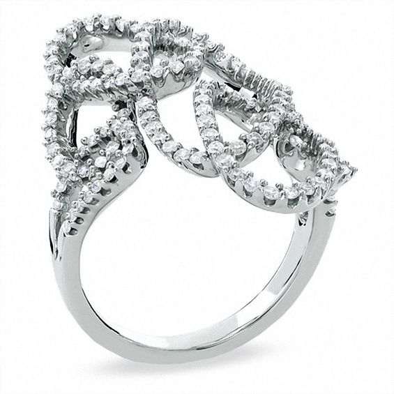 1 CT. T.w. Diamond Free Form Loop Ring in 14K White Gold