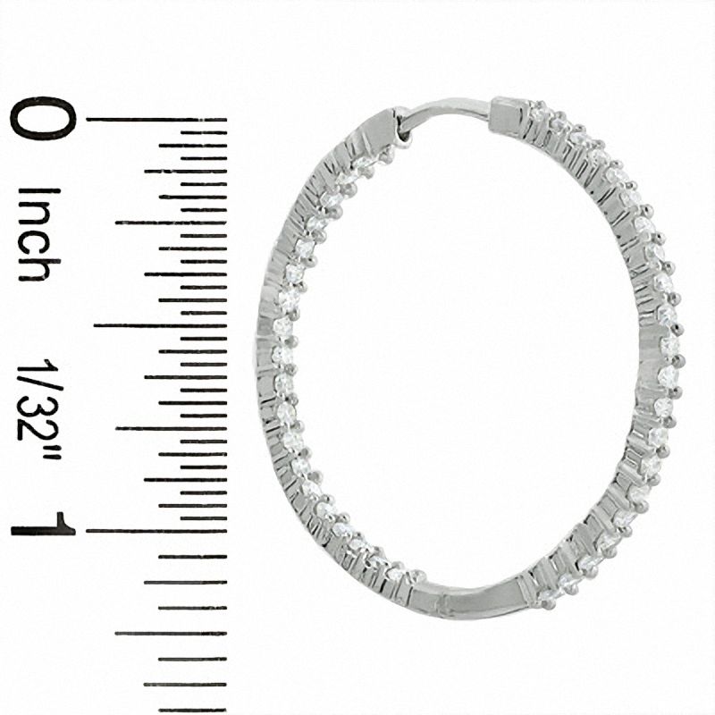 Main Image 2 of 1-1/2 CT. T.W. Diamond Inside-Out Hoop Earrings in 14K White Gold