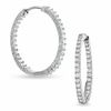Thumbnail Image 1 of 1 CT. T.W. Diamond Front and Back Hoop Earrings in 14K White Gold