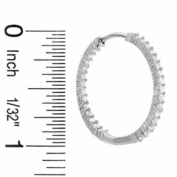 1 CT. T.w. Diamond Front and Back Hoop Earrings in 14K White Gold