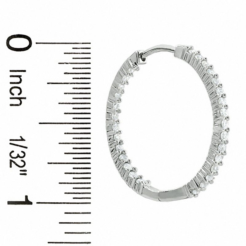 Main Image 2 of 1 CT. T.W. Diamond Front and Back Hoop Earrings in 14K White Gold