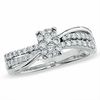 Thumbnail Image 0 of 1/2 CT. T.W. Diamond Emerald-Shape Flower Ring in 14K White Gold