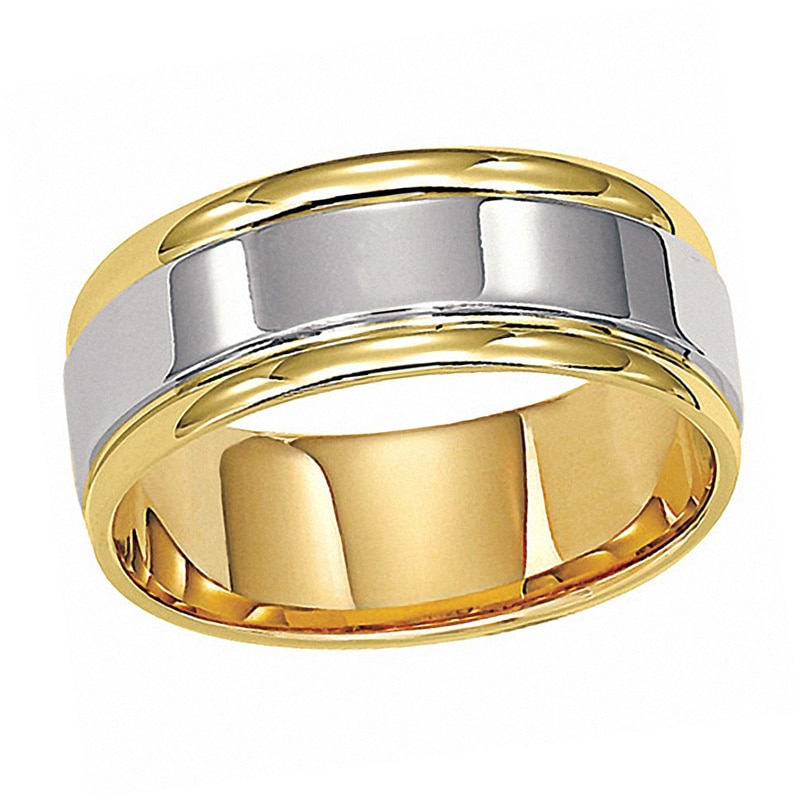 Men's 8.0mm Comfort Fit Wedding Band in 14K Two-Tone Gold