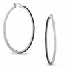 Thumbnail Image 1 of 1 CT. T.W. Enhanced Black and White Diamond Hoop Earrings in 10K White Gold