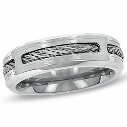 Triton 8.0mm Comfort Fit Stainless Steel Cable Wedding Band