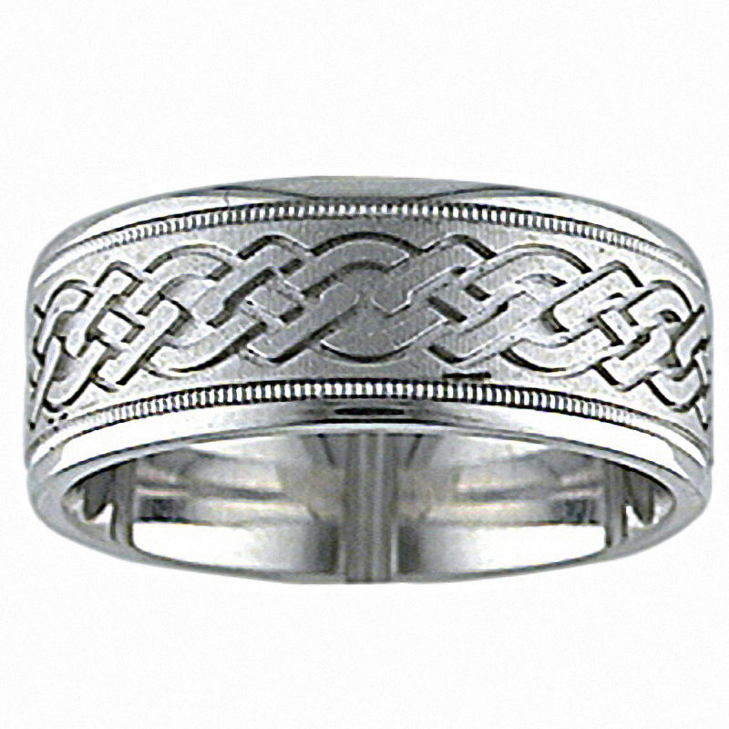 Main Image 1 of Men's 8.0mm Comfort Fit Wedding Band in 14K White Gold