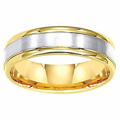 Men S 6 0mm Comfort Fit Wedding Band In 14k Two Tone Gold