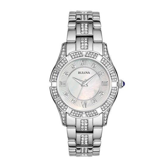 Ladies' Bulova Crystal Accent Watch with Mother-of-Pearl Dial (Model: 96L116)