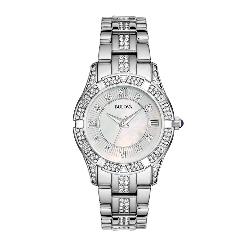 Ladies' Bulova Crystal Accent Watch with Mother-of-Pearl Dial (Model: 96L116)