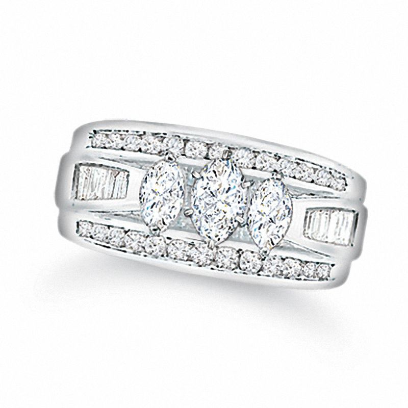 1 CT. T.W. Marquise Diamond Three Stone Ring in 14K White Gold
