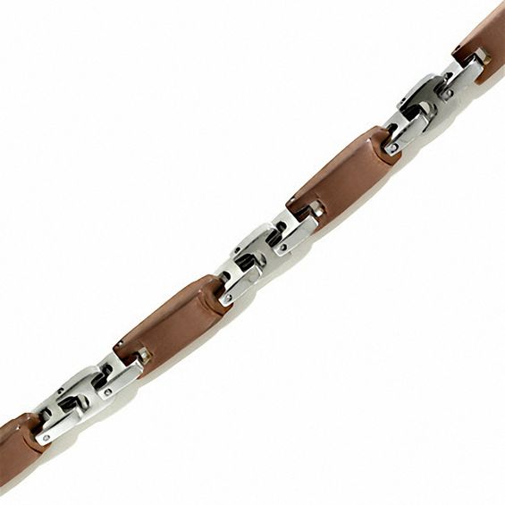 Stainless Steel Brown IP Fashion Necklace and Bracelet Set