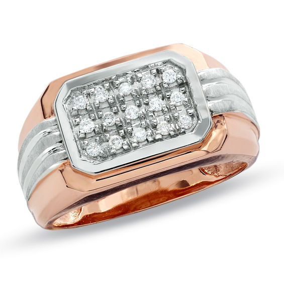 Men's 1/3 CT. T.W. Diamond Ring in 10K Two-Tone Gold | Online ...