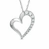 Thumbnail Image 1 of 1/4 CT. T.W. Diamond Tilted Heart Pendant in 10K White Gold
