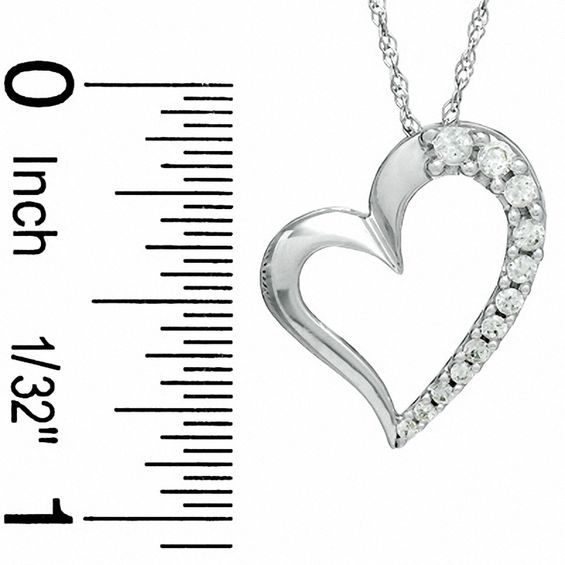 1/4 CT. T.w. Diamond Tilted Heart Pendant in 10K White Gold